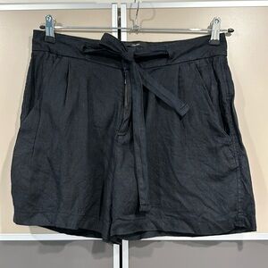Tahari 100% Linen Black Drawstring Shorts Women's М